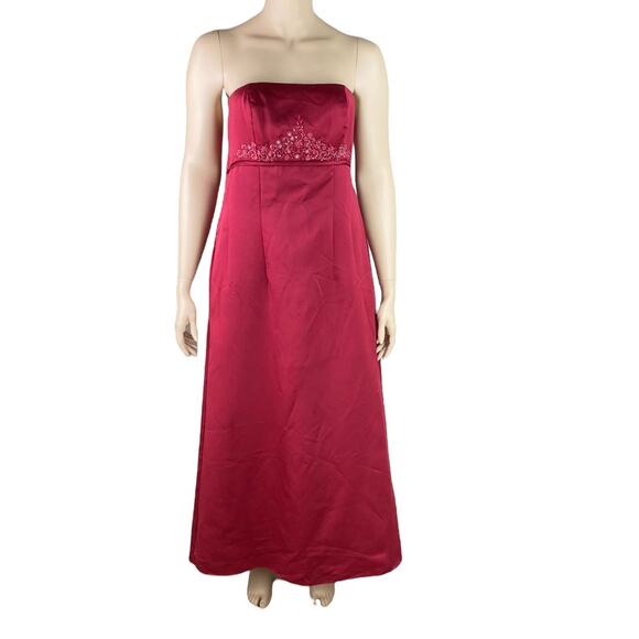 Mori Lee by Madeline Gardner Red Embroidered Beaded Strapless A-Line Dress 17/18 - Picture 1 of 8